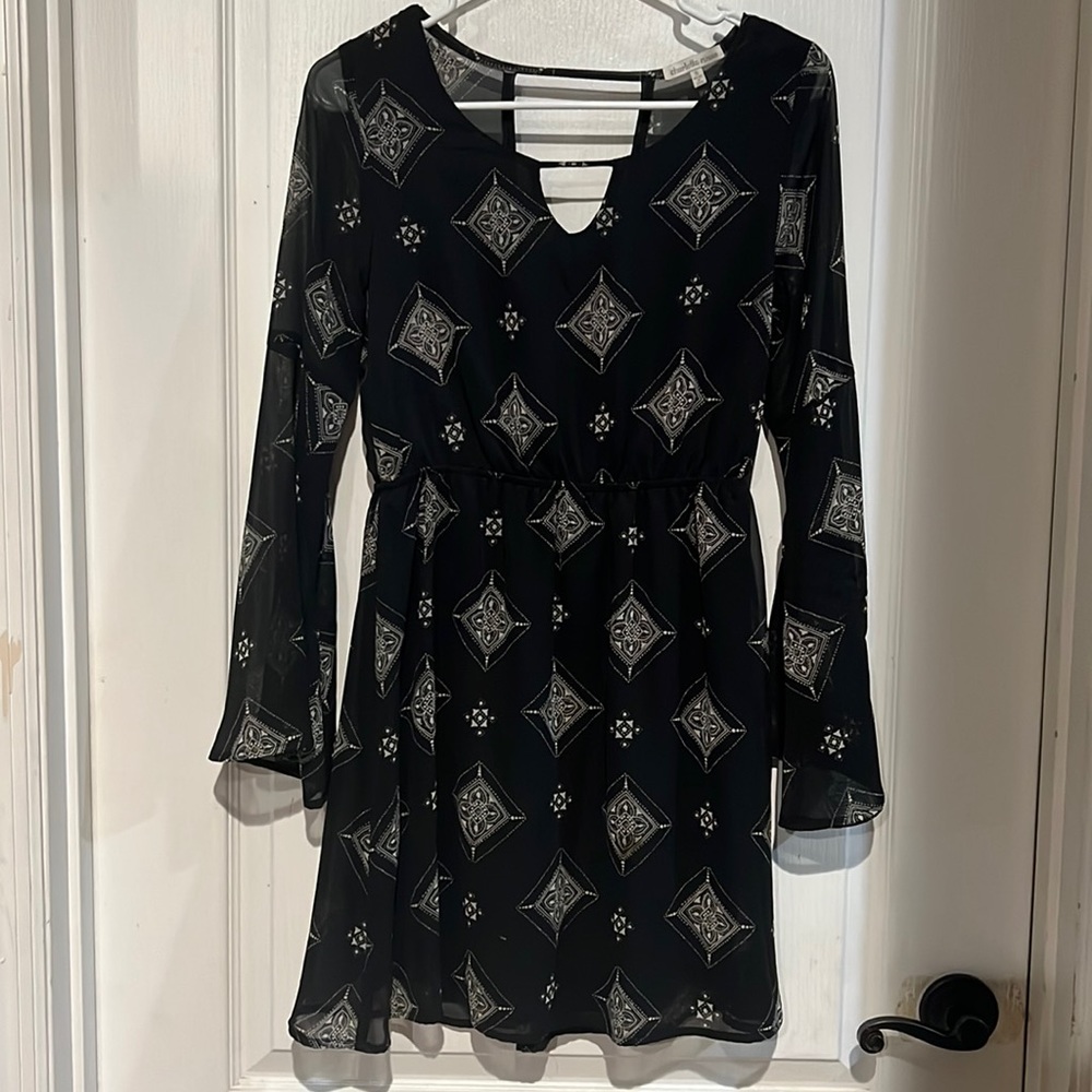 Charlotte Russe Flower Aztec Design Black Dress. Small NWOT. Casual goth